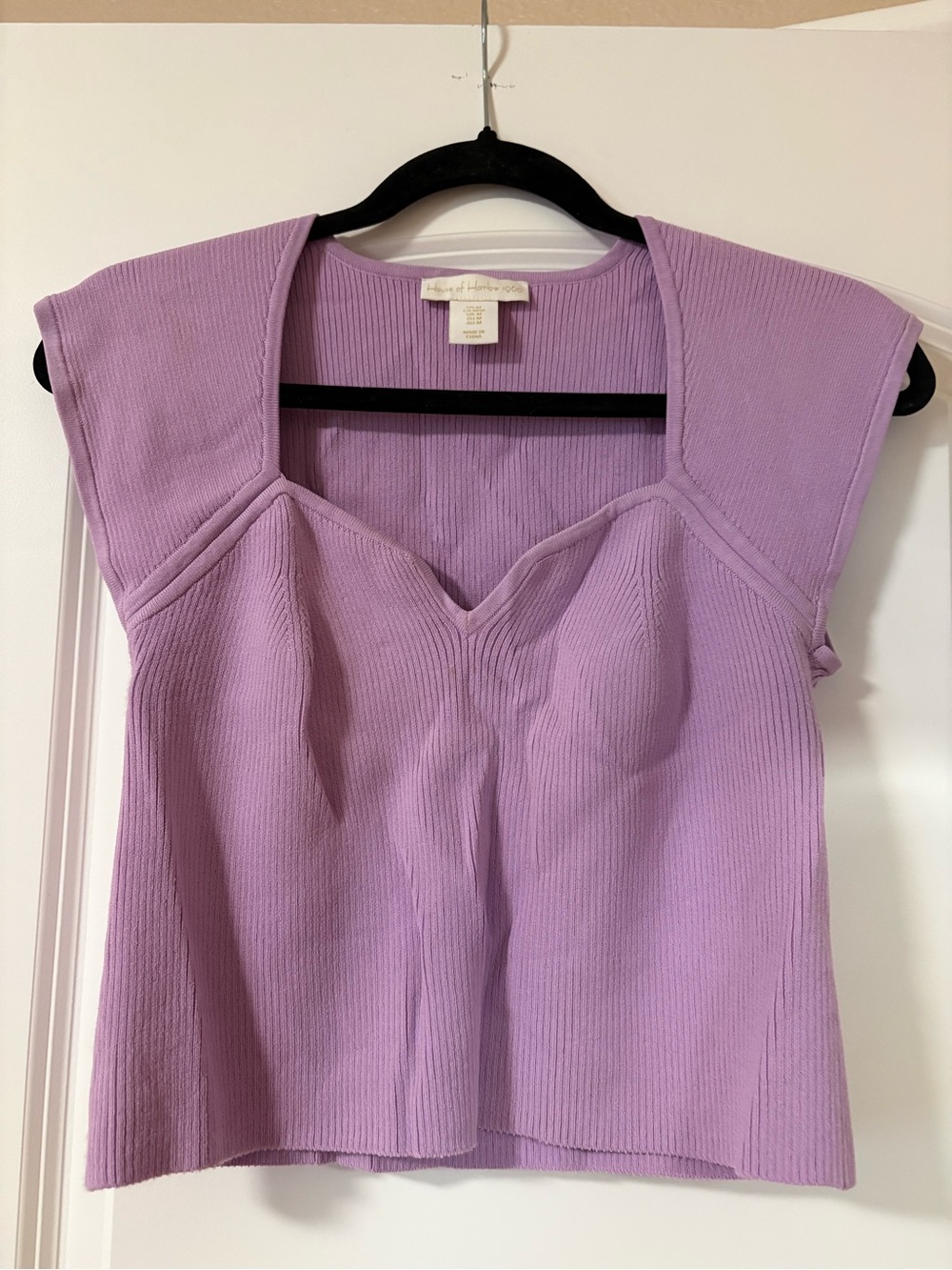 Dusty Lilac Ribbed Square Neck Tank Top Size M